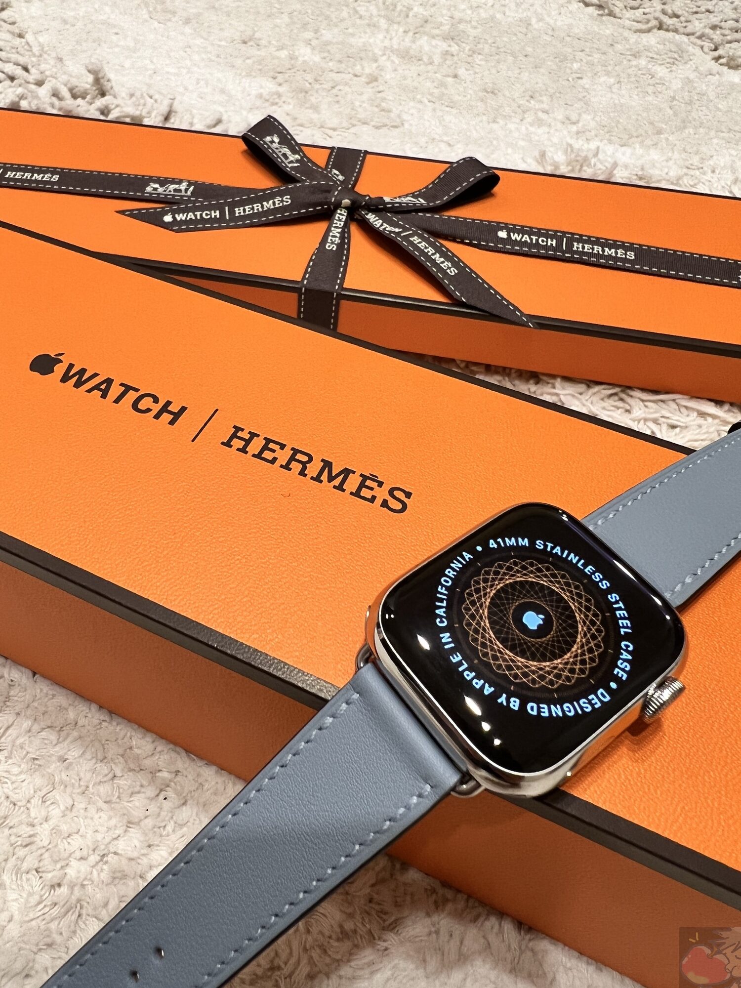 788 Apple Watch Hermes レザーストラップ ブルーランウォッチ 